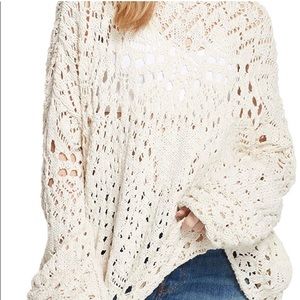 Free People Womens Traveling Lace Knit Sweater